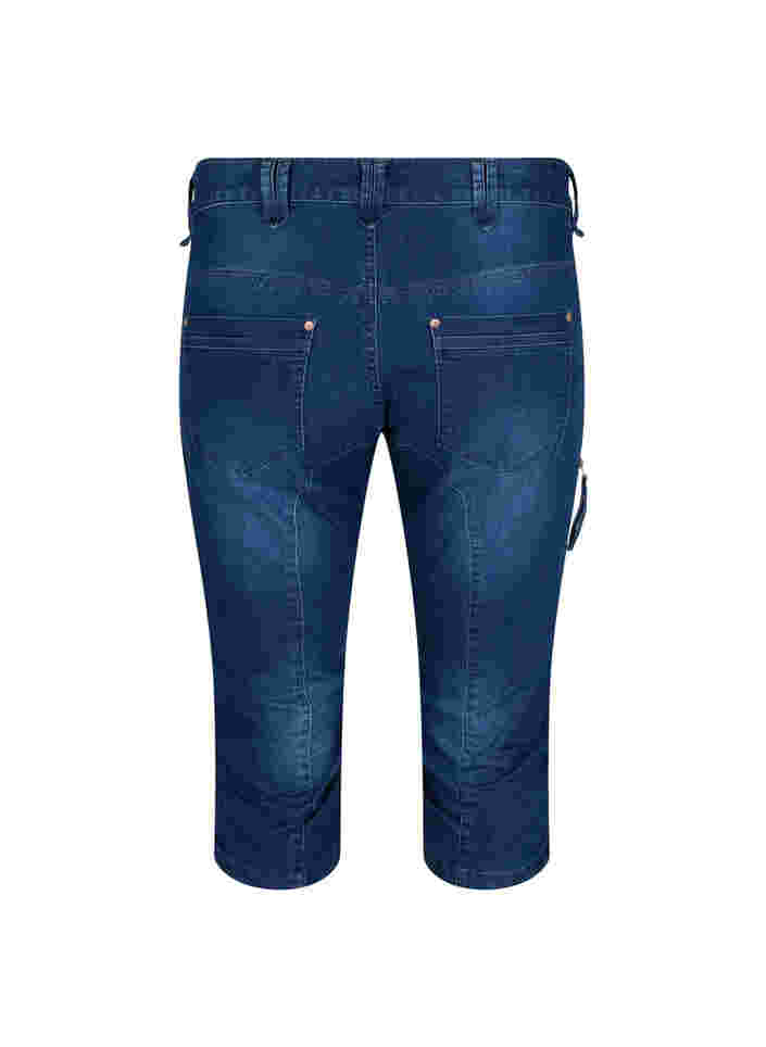 Jean capri coupe slim avec poches, Dark blue denim, Packshot image number 1