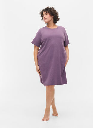 Chemise de nuit en t-shirt mélangé à manches courtes, Vintage Violet Mel., Model image number 2