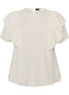 Blouse met smockstructuur en ruchesmouwen, Vanille, Packshot image number 0