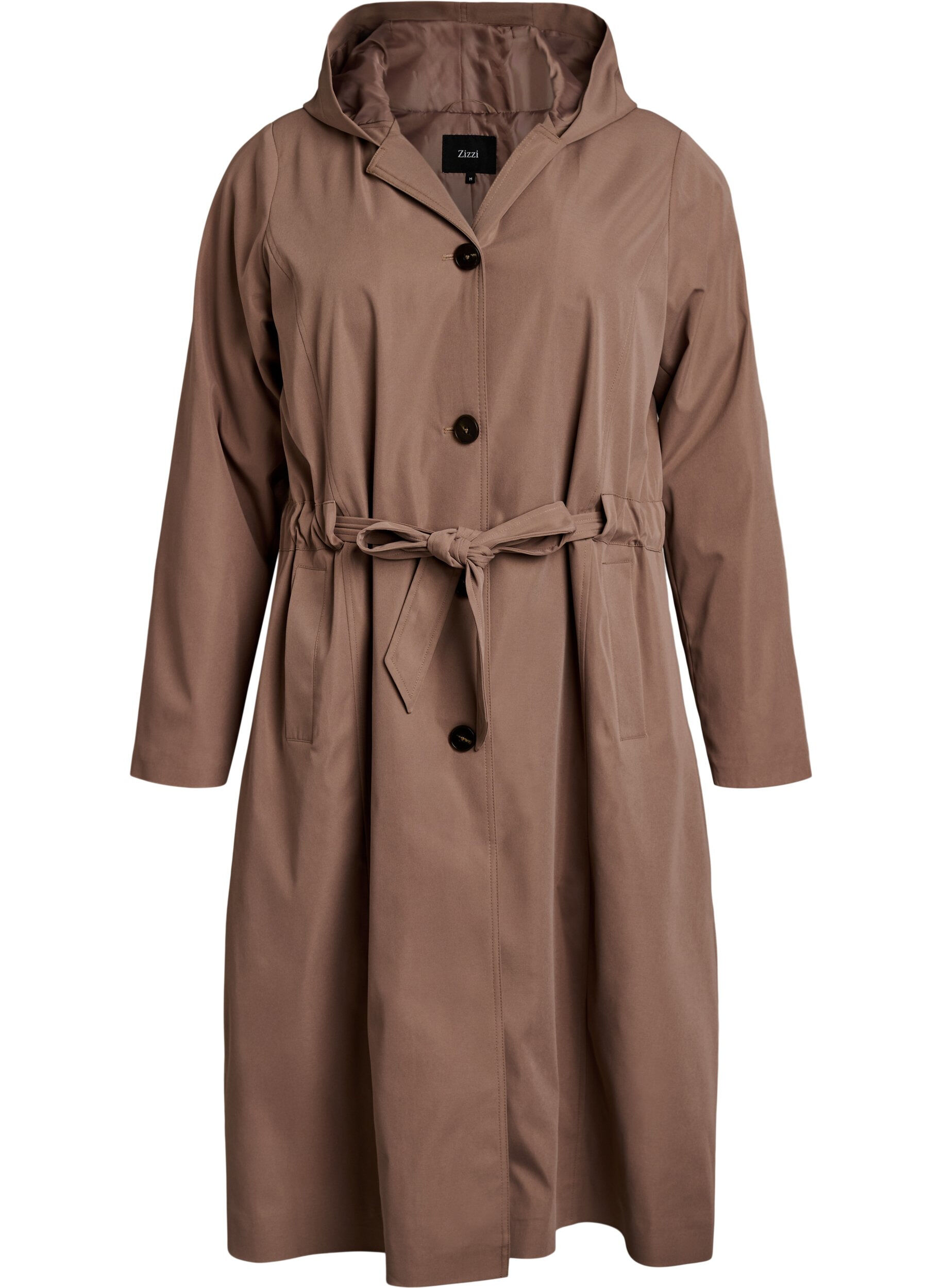 Zizzi Trench-coat avec capuche et ceinture &agrave; nouer, Marron, Packshot image number 0