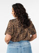 Blouse met korte mouwen en v-halslijn, Bruin, Model image number 2