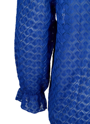  Blouse à manches longues avec texture à motifs, Deep Ultramarine, Packshot image number 3