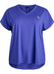 T-shirt de sport &agrave; manches courtes avec col en V, Violet, Packshot image number 0
