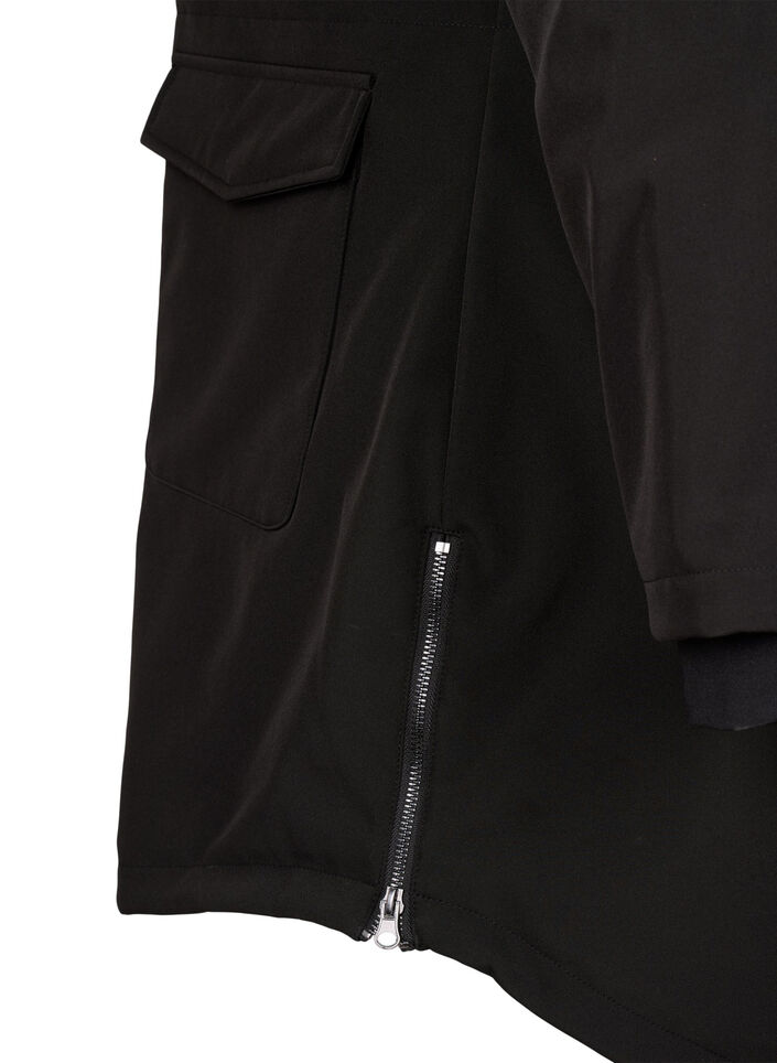 Waterafstotende softshell-jas met gewatteerde voering, Zwart, Packshot image number 4