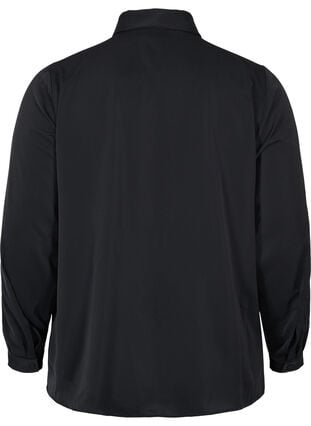 Effen blouse met franje, Black, Packshot image number 1