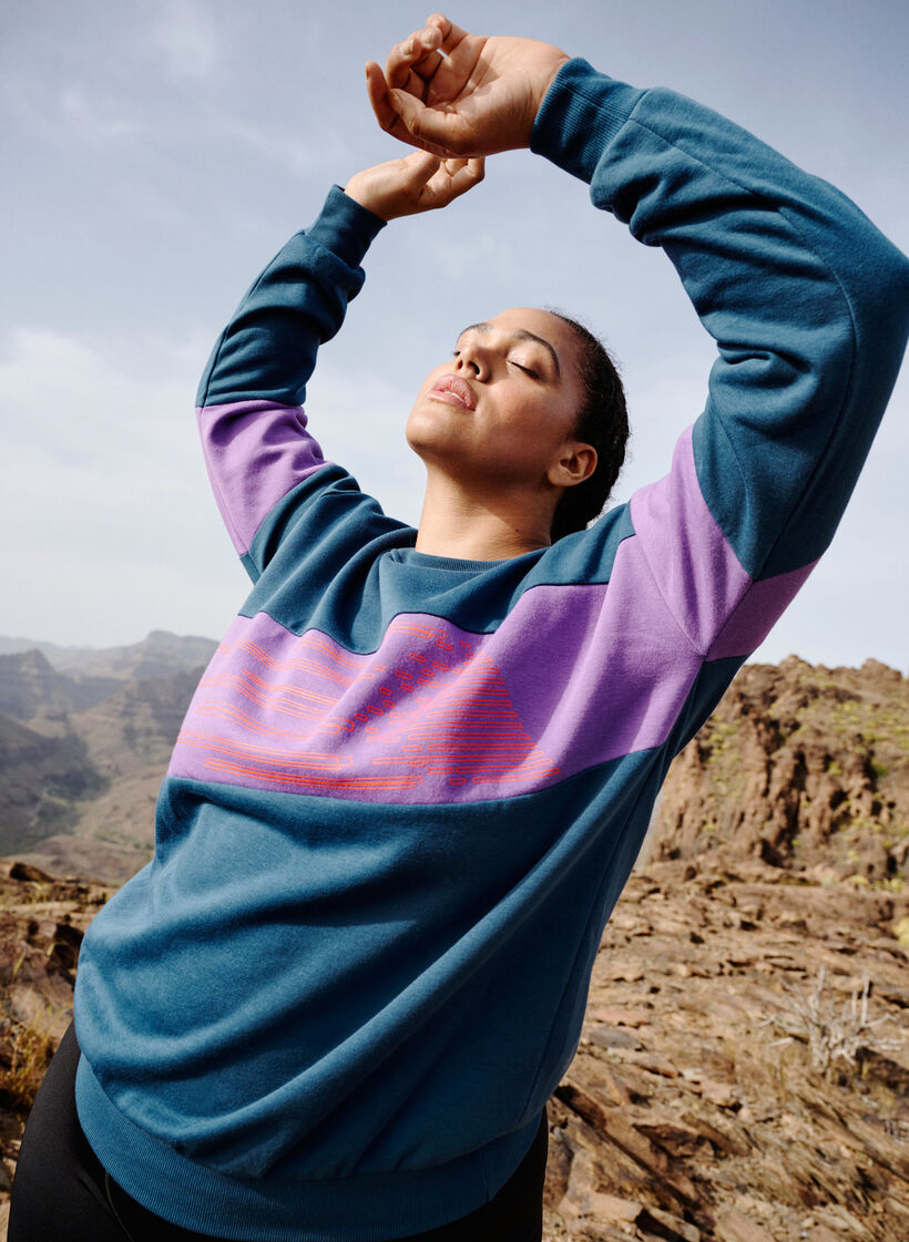 Sweatshirt met sportieve print, Blue Wing Teal Comb, Image image number 0
