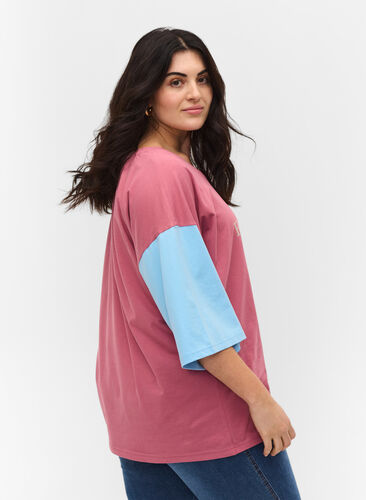 T-shirt à plusieurs couleurs à manches 2/4, Pink Blocking, Model image number 0