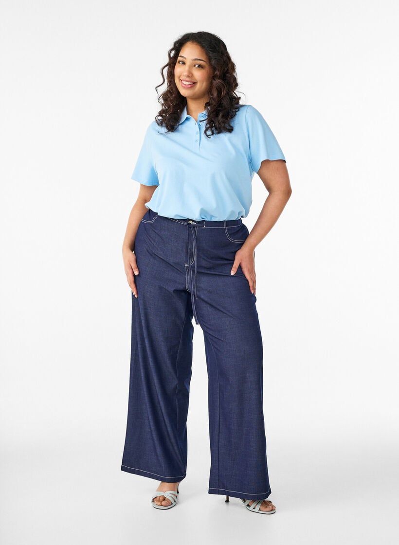 Polo met korte mouwen, Blauw, Model image number 1