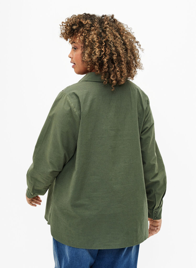 Chemise en coton avec broderie anglaise, Thyme, Model image number 1