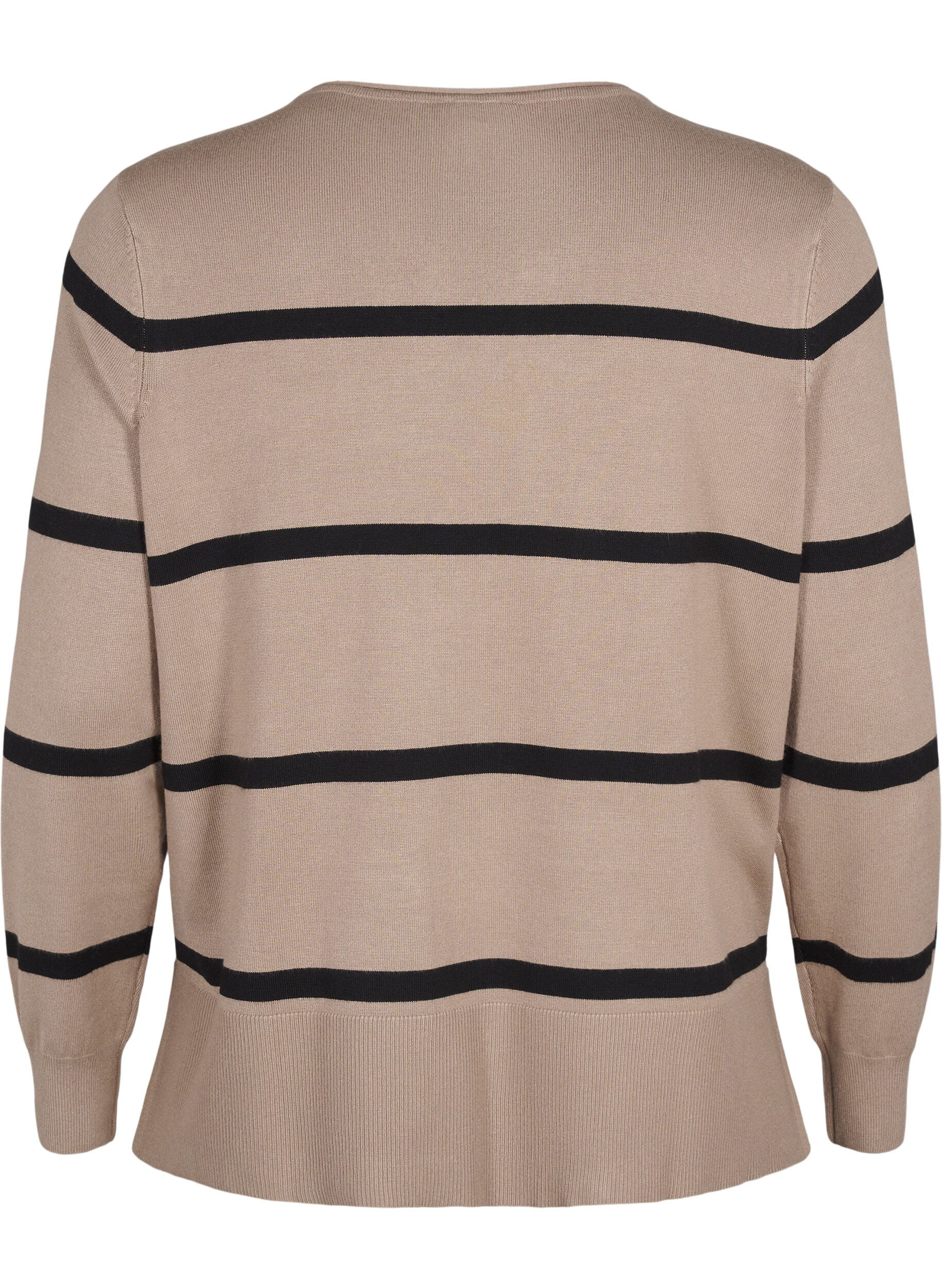 ZizziGebreide viscose blouse met strepen, Grijs, Packshot image number 1