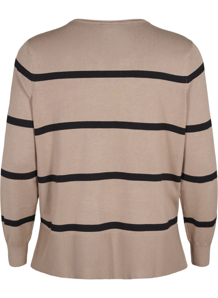 Chemisier tricot en viscose avec des rayures, Gris, Packshot image number 1