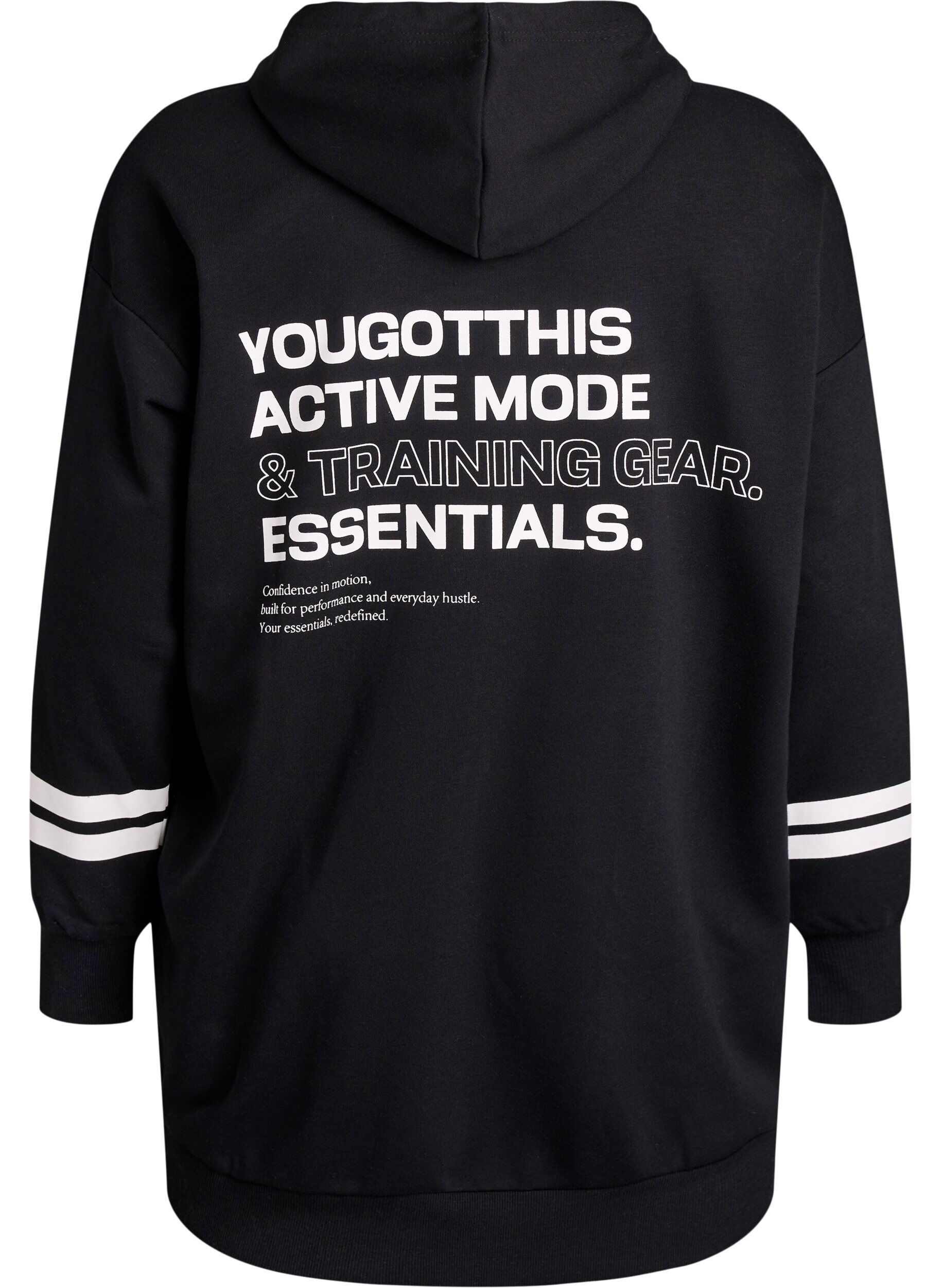 ZizziLange sweatvest met printdetails, Zwart, Packshot image number 1