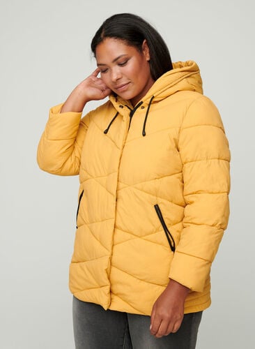 Veste à capuche coupe-vent avec poches, Spruce Yellow, Model image number 0