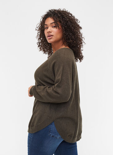 Top en tricot à manches longues avec détails, Forest Night Mel., Model image number 1