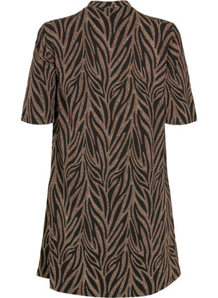 Robe à motifs avec paillettes et manches courtes, Black Lurex AOP, Packshot image number 1
