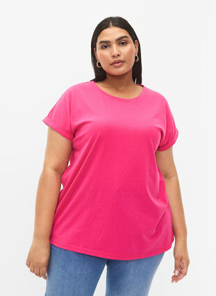 T-shirt à manches courtes en mélange de coton, Raspberry Sorbet, Model image number 0