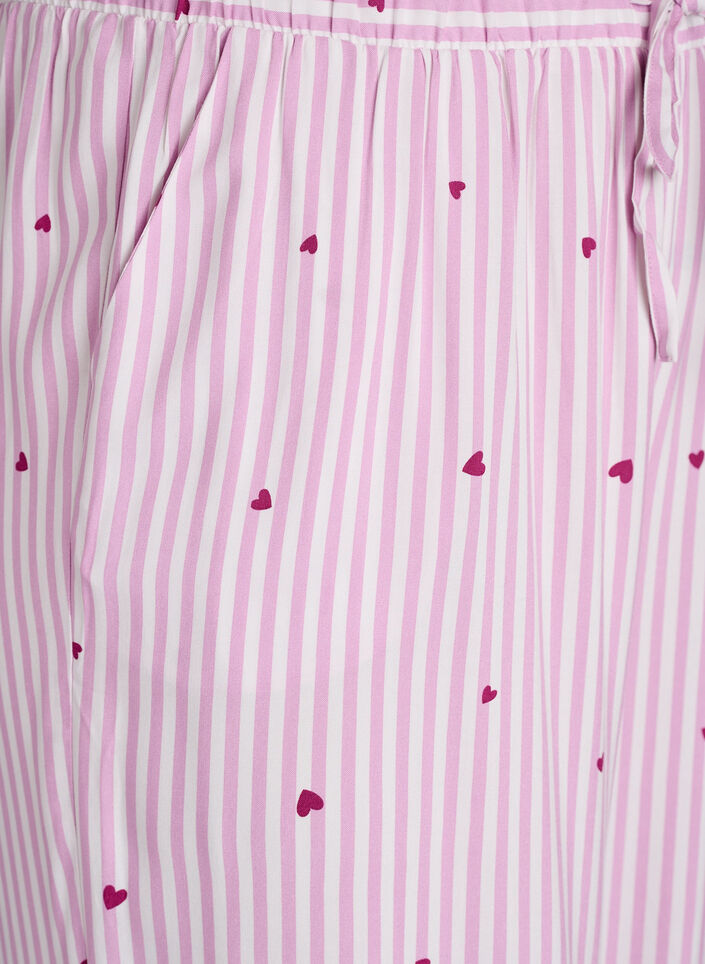 Pantalon de nuit ample &agrave; rayures et c&oelig;urs, Rose, Packshot image number 2