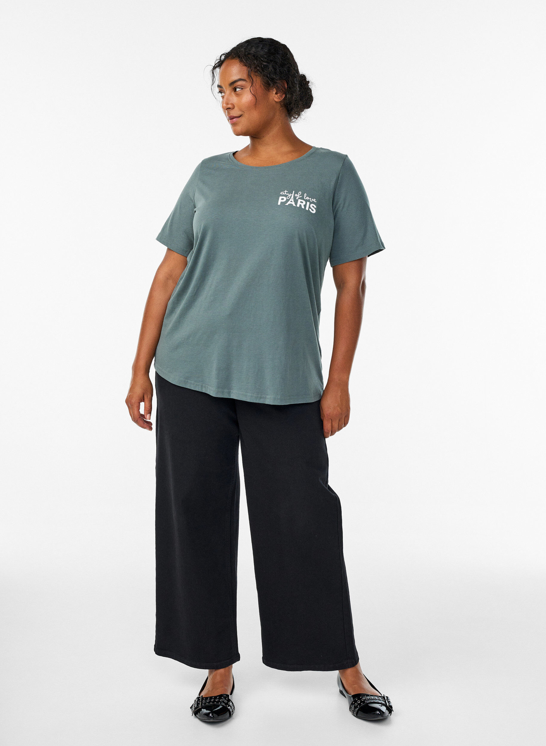 ZizziFLASH - T-shirt met print, Groen, Model image number 1