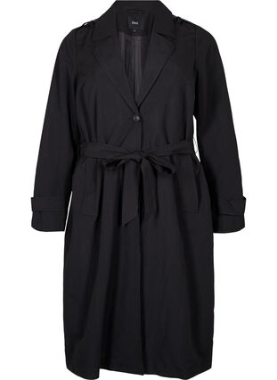 Trench-coat long avec ceinture, Black, Packshot image number 0