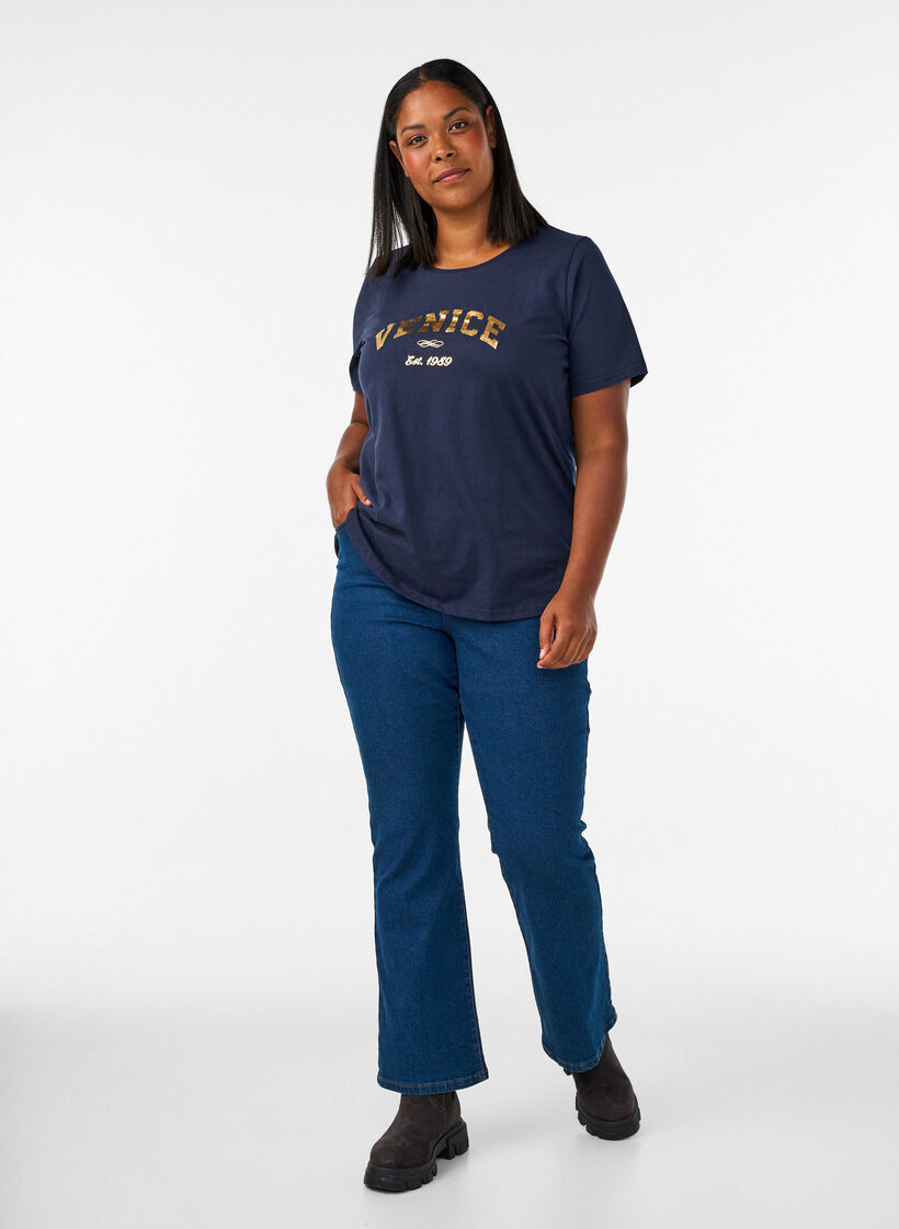 T-shirt avec motif, Bleu, Model image number 1