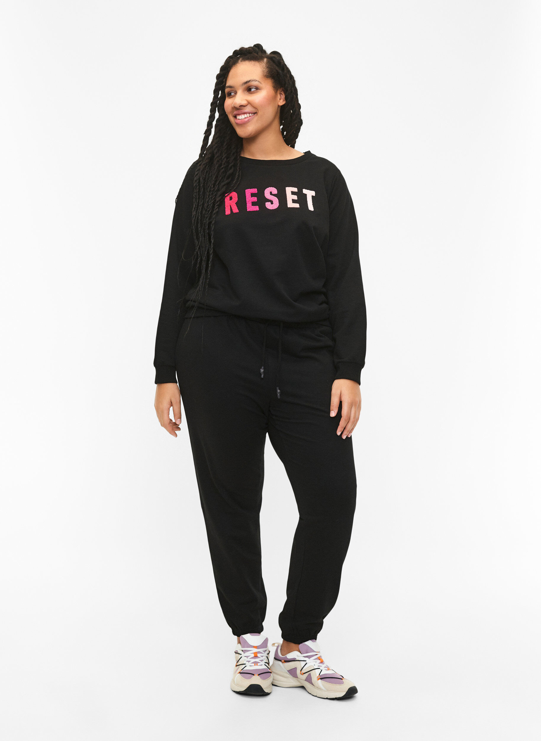 ZizziSweatshirt met tekst, Black W. Reset, Model image number 3