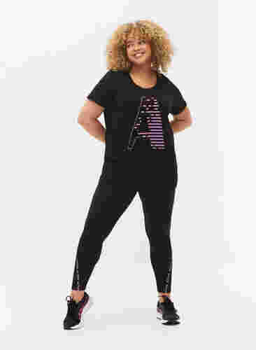 T-shirt de sport avec imprimé, Black w. Purple A, Model image number 2