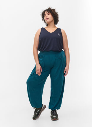 Pantalon ample avec poches, Deep Teal Mel., Model image number 0