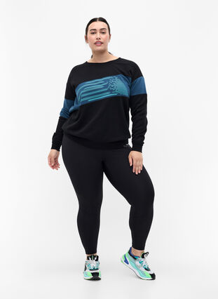Sweat-shirt à imprimé sportif, Black Comb, Model image number 2