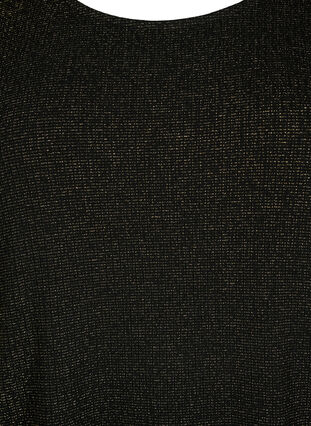 Blouse à manches courtes en viscose avec paillettes, Black Shimmer, Packshot image number 2