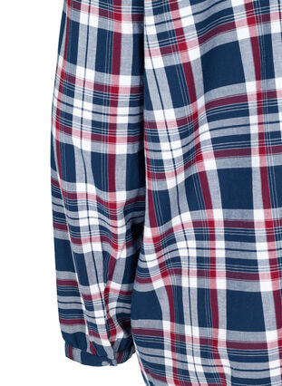 Geruite katoenen pyjama blouse , Navy Comb Check, Packshot image number 3