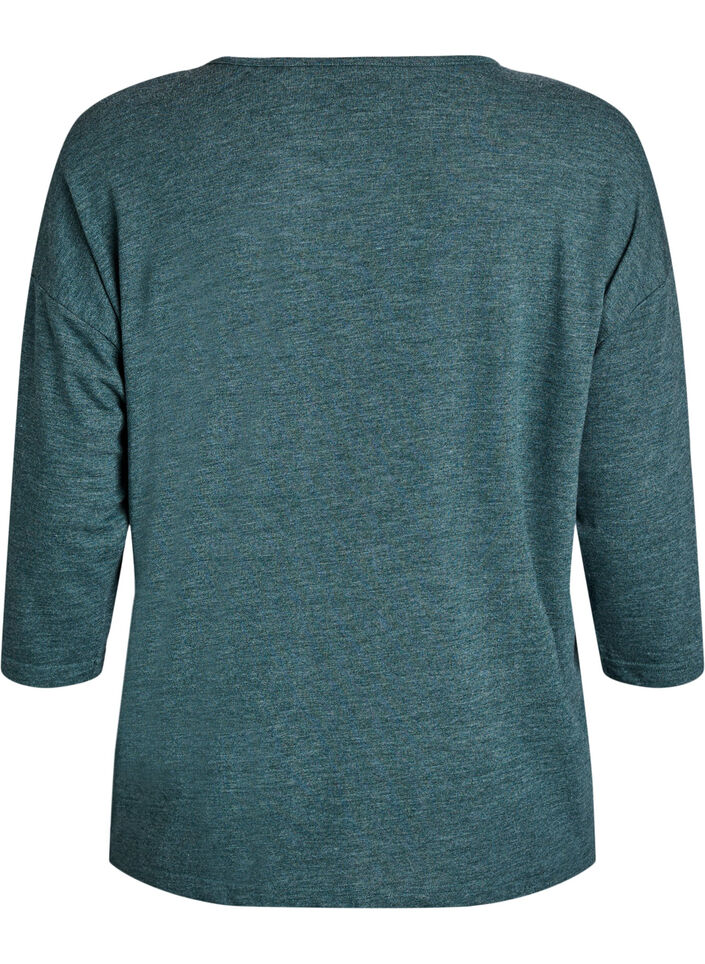 Jersey blouse met 3/4 mouwen, Groen, Packshot image number 1