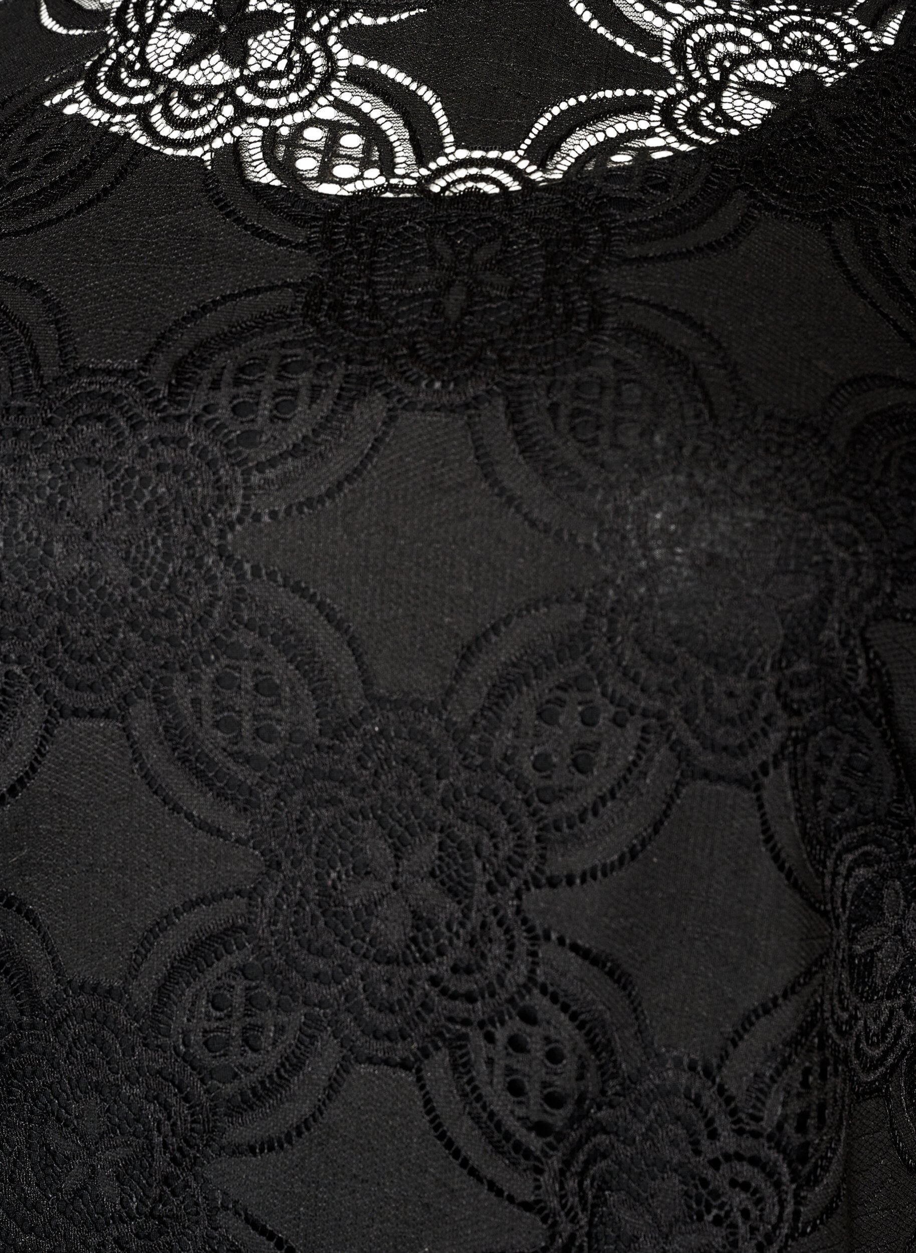 Zizzi Robe midi en dentelle &agrave; manches 1/2, Noir, Packshot image number 2