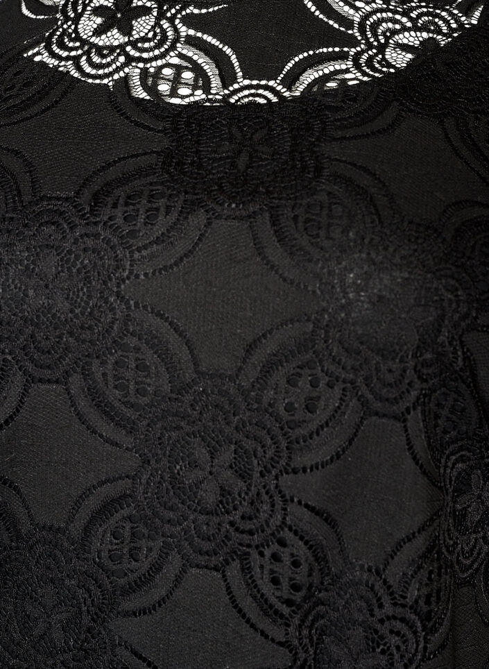 Robe midi en dentelle &agrave; manches 1/2, Noir, Packshot image number 2