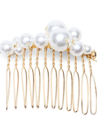 Lot de 3 pinces à cheveux avec perles, Pearl, Packshot image number 1