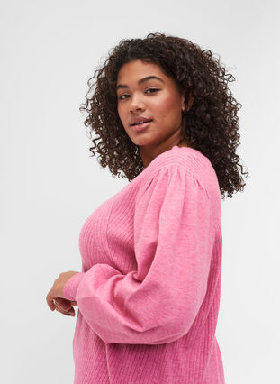 Pull en tricot à manches bouffantes, Wild Orchid Mel, Model image number 2