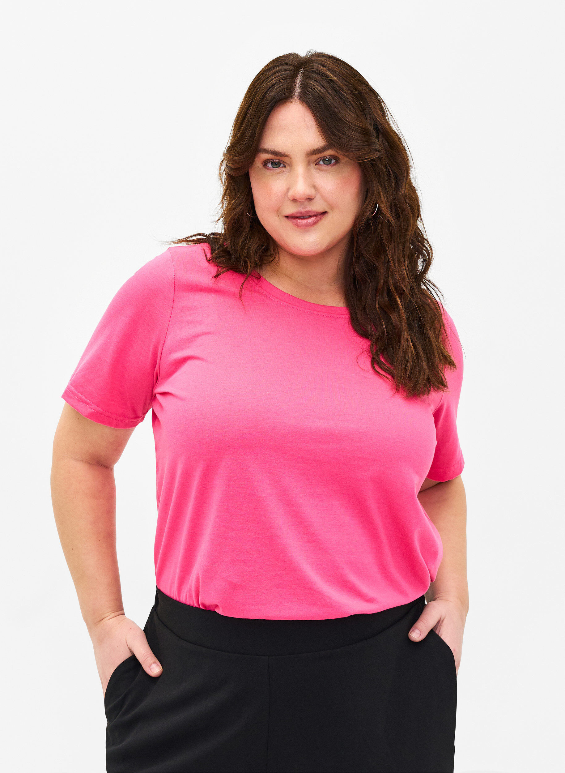 ZizziFLASH - T-shirt met ronde hals, Hot Pink, Model image number 0