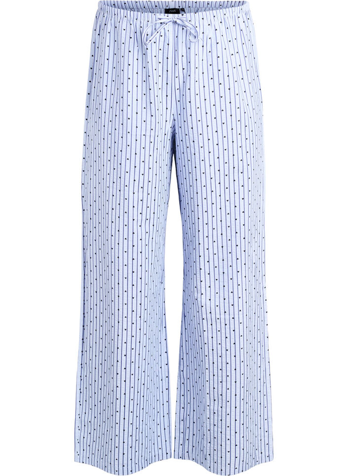 Losse seersucker-pyjamabroek met hoge taille, Blauw, Packshot image number 0