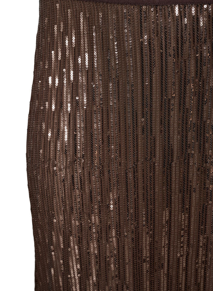 Jupe midi coupe &eacute;vas&eacute;e &agrave; sequins, Marron, Packshot image number 2