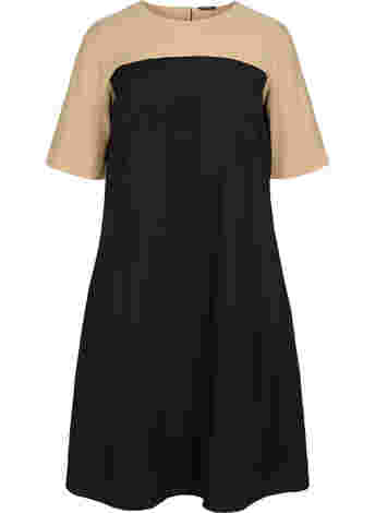 Viscose midi-jurk met colour-block