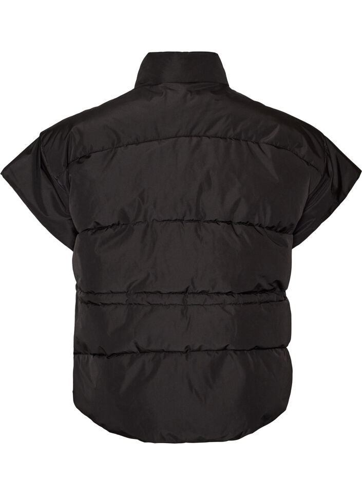 Puffer gilet met verstelbare taille, Zwart, Packshot image number 1