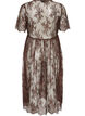 Robe mi-longue en dentelle transparente &agrave; manches courtes, Marron, Packshot image number 1