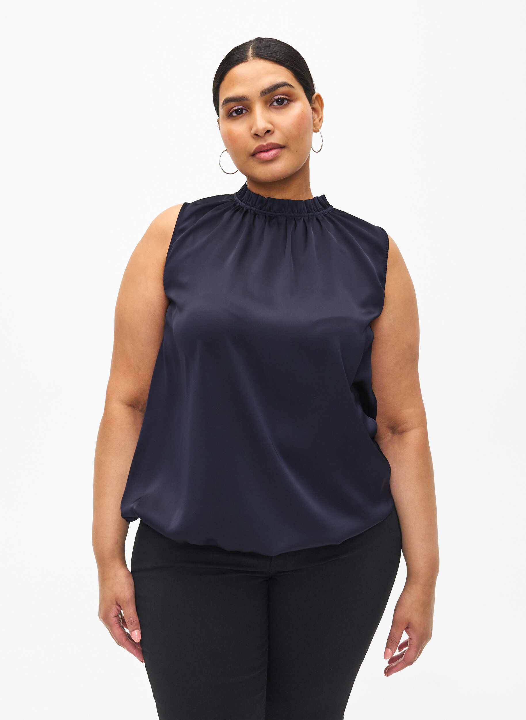 ZizziMouwloos feestelijk topje van satijn, Night Sky, Model image number 0