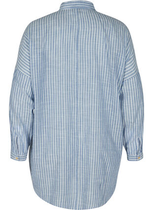 Lange gestreepte blouse in katoen, Country Blue Stripe, Packshot image number 1