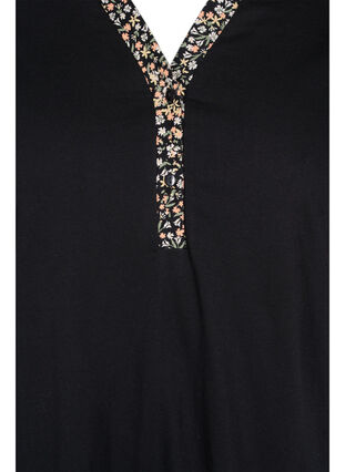 robe de nuit en coton avec détail imprimé, Black Ditzy Flower, Packshot image number 2