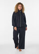 Pantalon ample en jersey taille haute avec poches, Noir, Model image number 0