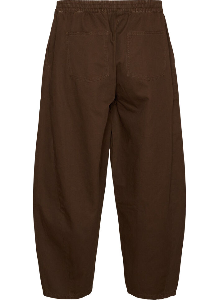 Jean barrel avec taille haute et ceinture &eacute;lastique, Marron, Packshot image number 1