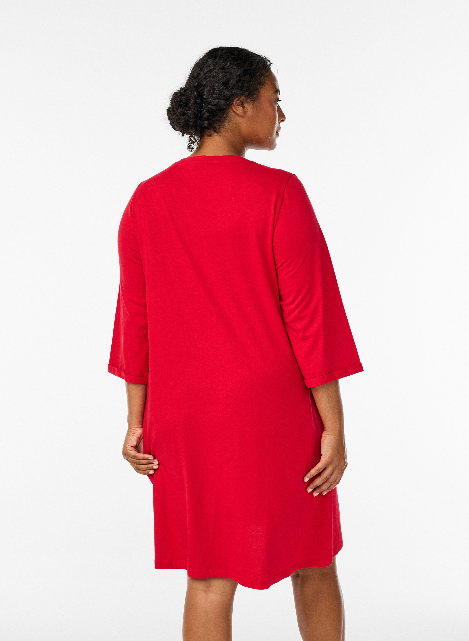 ZizziNachthemd in biologisch katoen met kerstmotief, Rood, Model image number 2