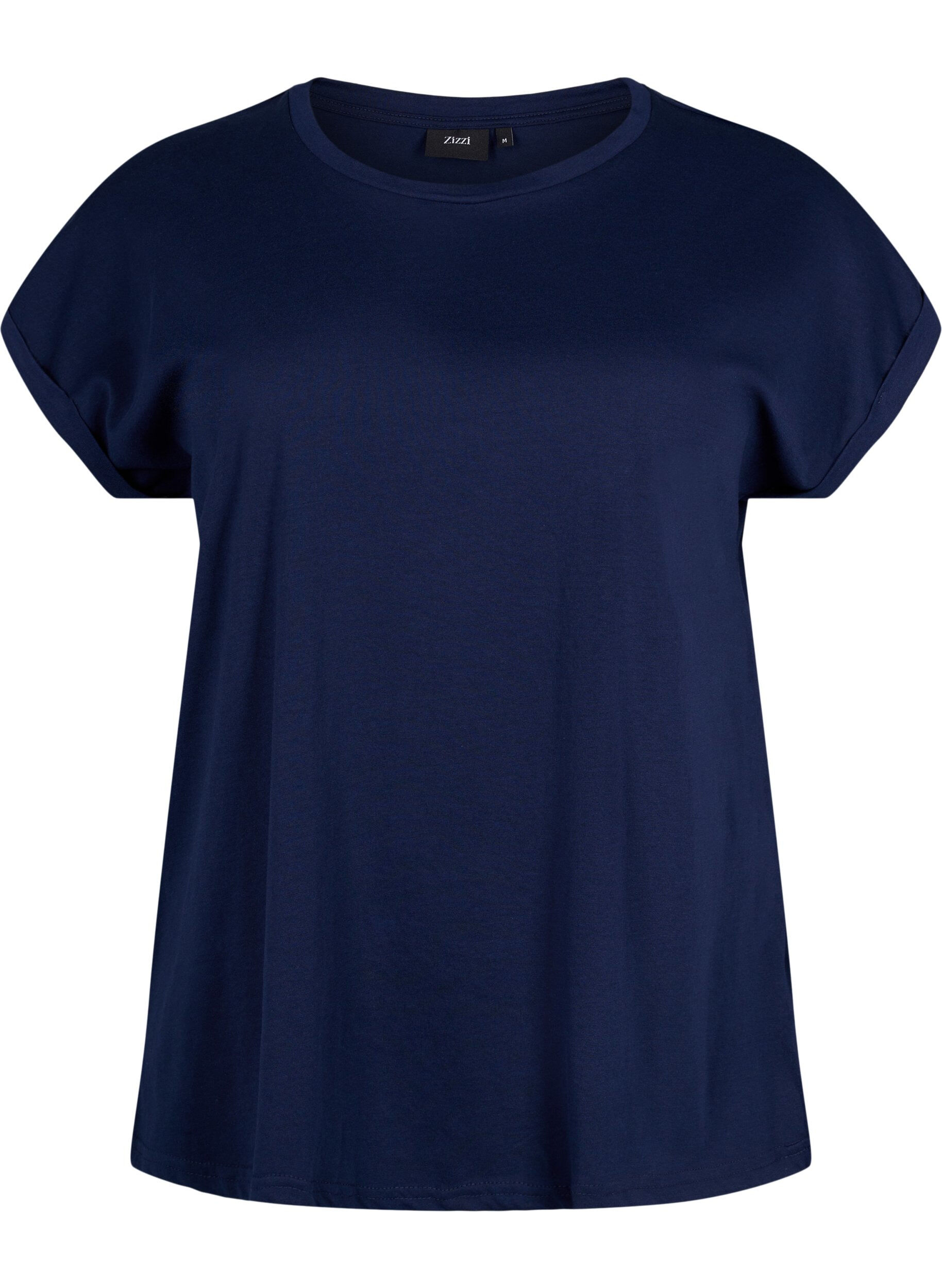 ZizziT-shirt met korte mouwen van katoenmix, Blauw, Packshot image number 0