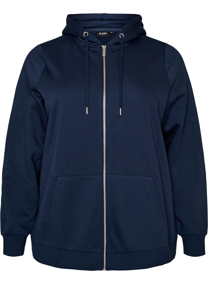 Sweat &agrave; capuche zipp&eacute; avec poches, Bleu, Packshot image number 0