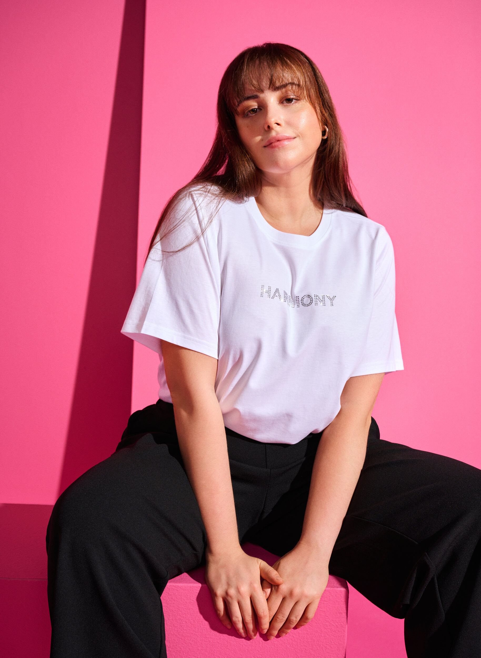 ZizziT-shirt van biologisch katoen met tekst, White HARMONY, Image image number 0